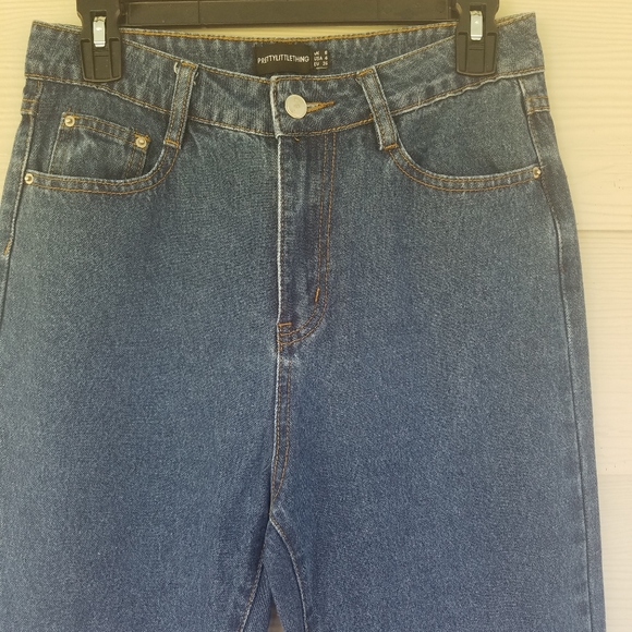 Prettylittlethings Denim Jeans, Raw Edge Ankle, Lace Up Calf, High Rise, Sz 4 - Picture 12 of 16